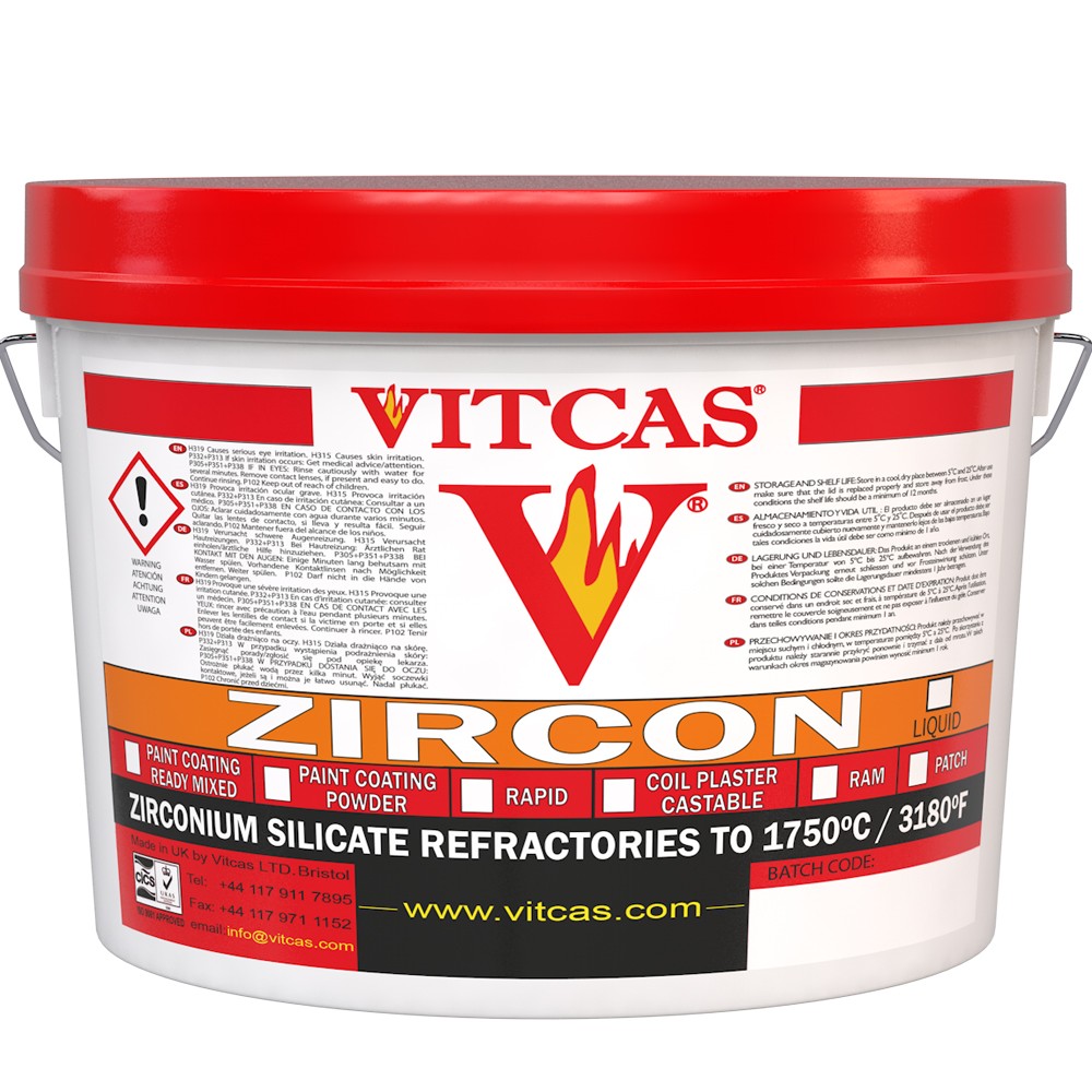 Vitcas Zircon Paint refractory coating packaging